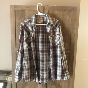Mens wrangler snap button long sleeve shirt